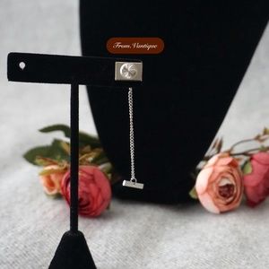 👔 VINTAGE Men Suit Silver Spiral Tie Clip with Chain 🔗